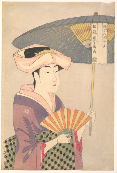 Frau mit Sonnenschirm aus der Serie Zehn Klassen der Frauenphysiognomie von Kitagawa Utamaro