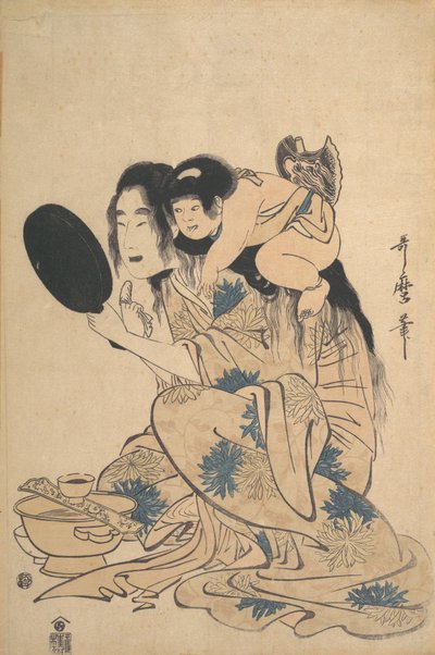 Yamauba schwärzt ihre Zähne und Kintoki von Kitagawa Utamaro