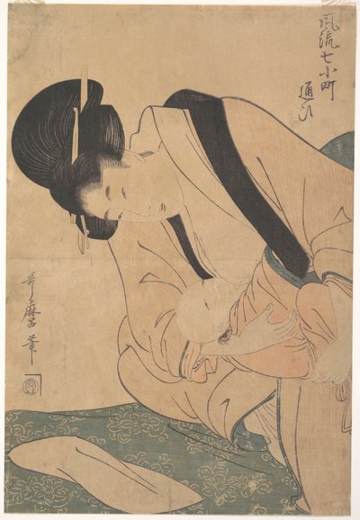 Junge Mutter stillt ihr Baby von Kitagawa Utamaro