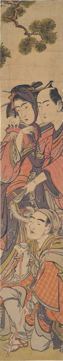 Oshun und Dembei spielen mit dem Affen auf Yojir? von Kitao Masanobu