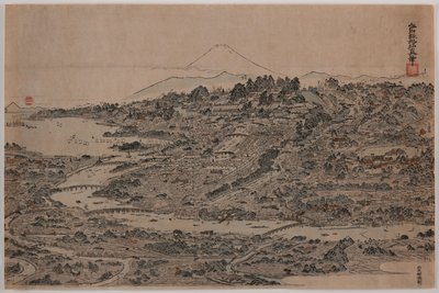 Vogelperspektive von Edo, um 1800-1810 von Kitao Masayoshi