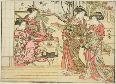 Kurtisanen von Otawaraya, aus dem Buch "Spiegel der schönen Frauen der Vergnügungsviertel (Seiro bijin awase sugata kagami)," Bd. 2 von Kitao Shigemasa