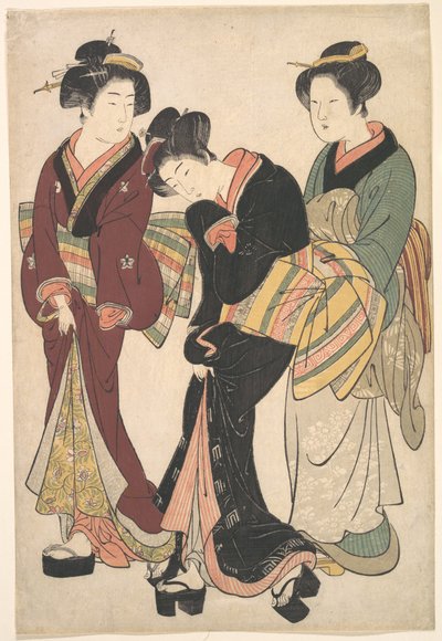 Zwei Geishas und eine Magd von Kitao Shigemasa