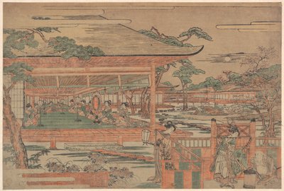 Ushiwaka, der junge Yoshitsune, der Jorurihime ein Ständchen bringt von Kitao Shigemasa