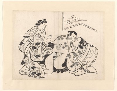 Liebespaar mit zurückblickendem Mädchen von Kiyonobu (I) , Torii