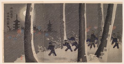 Große heftige Schlacht im Schnee bei Niuzhuang von Kobayashi Kiyochika