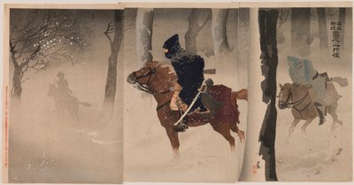 Späher in der Nähe von Nuizhuang in einer verschneiten Nacht von Kobayashi Kiyochika