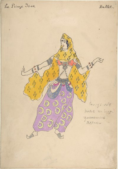 Polowetzer Mädchen. Kostümentwurf für die Oper Fürst Igor von A. Borodin, 1909 von Konstantin Alekseevich Korovin