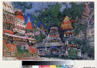 Bühnenbildentwurf für die Oper Der goldene Hahn von N. Rimski-Korsakow von Konstantin Alekseevich Korovin