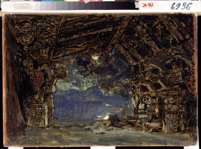 Bühnenbildentwurf für die Oper Die Götterdämmerung von Richard Wagner von Konstantin Alekseevich Korovin