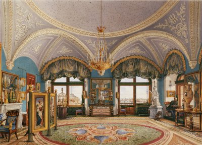 Interieurs des Winterpalastes. Das Eckzimmer von Kaiser Nikolaus I., Mitte des 19. Jahrhunderts von Konstantin Andreyevich Ukhtomsky