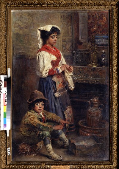 Die Modelle warten auf den Künstler von Konstantin Egorovich Makovsky