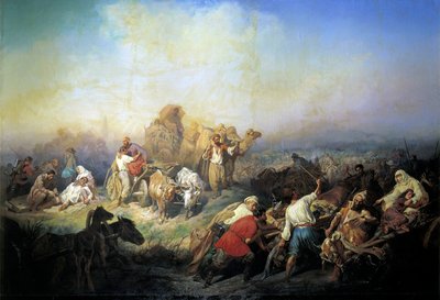 Die Militärstraße zwischen Sewastopol und Simferopol zur Zeit des Krimkrieges, 1858 von Konstantin Nikolayevich Filippov