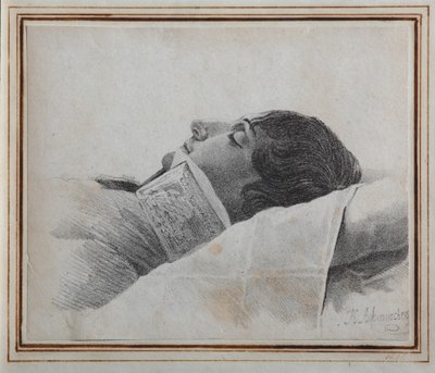 Dimitri Venevitinov 1805-1827 auf dem Sterbebett, 1827 von Konstantin Yakovlevich Afanasyev