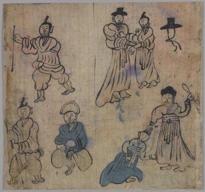 Genreszene, 1 von 4, 19. Jahrhundert von Korean School