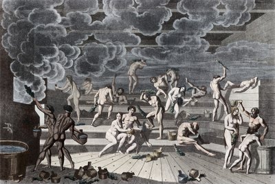 Ein russisches Badehaus, 1811 von Korneev