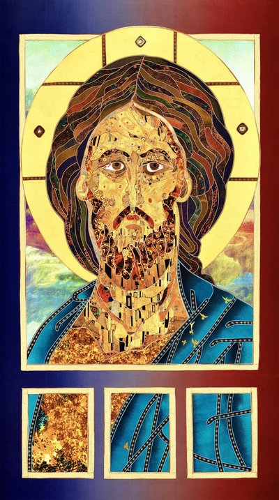 Goldenes Jesus-Ikone von Kostyantin Malginov