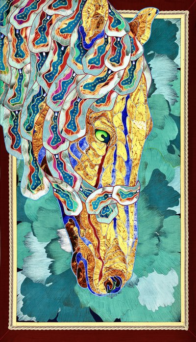 Goldenes Mosaikpferd von Kostyantin Malginov