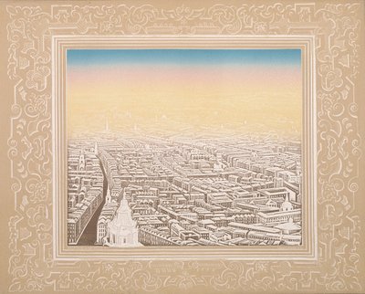 Luftaufnahme von London in einem dekorativen Rahmen von Kronheim and Co