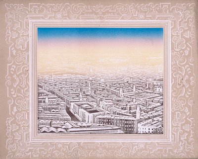Luftaufnahme von London mit dekorativem Rand, um 1845 von Kronheim and Co
