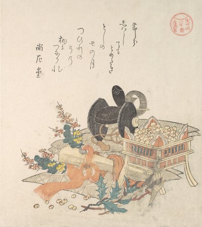 Bohnen zum Werfen während der Setsubun-Exorzismus-Zeremonie, 1810er von Kubo Shunman