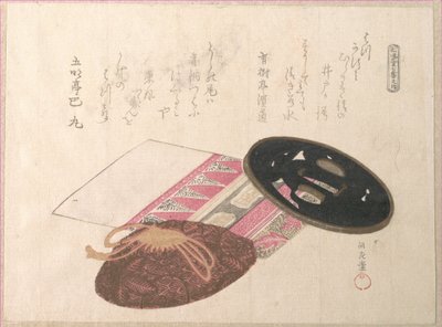 Tsuba (Schwertstichblatt) und Beutel von Kubo Shunman