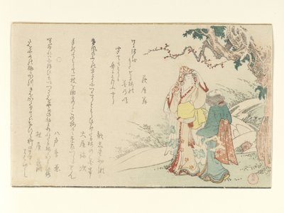 Frau mit Begleiter auf Reisen von Kubo Shunman