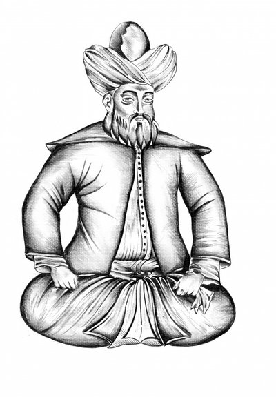 Nachdenkliche turbantragende Figur von Kulik