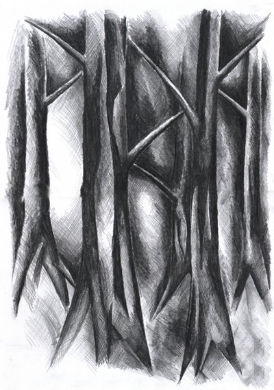 Dunkler Mysteriöser Wald von Kulik