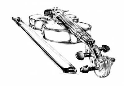 Elegante Violinenzeichnung von Kulik