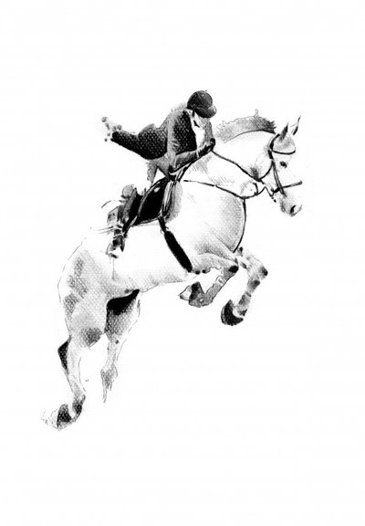 Fallender Reiter im Springreiten von Kulik