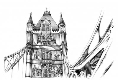 Ikonische Londoner Architekturskizze von Kulik