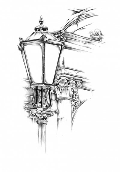 Ornate Straßenlaterne Skizze von Kulik