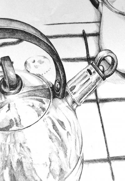 Reflektierende Küchenkessel Skizze von Kulik