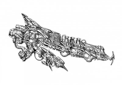 Science-Fiction-Cyborg-Kunstzeichnung Skizze 110 von Kulik