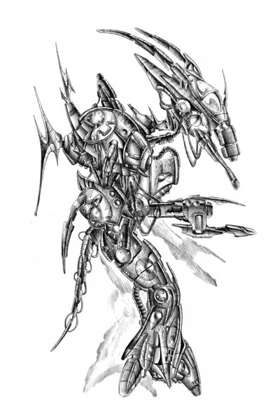 Science-Fiction-Cyborg-Kunstzeichnung Skizze 118 von Kulik