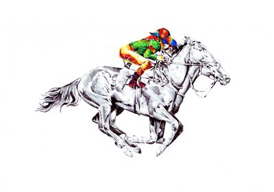 Lebhafter Rennpferd-Jockey von Kulik