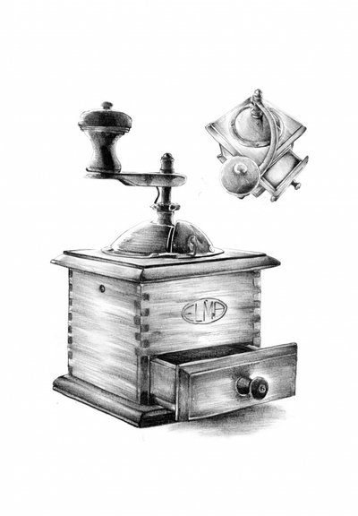 Vintage Kaffeemühle Stillleben von Kulik
