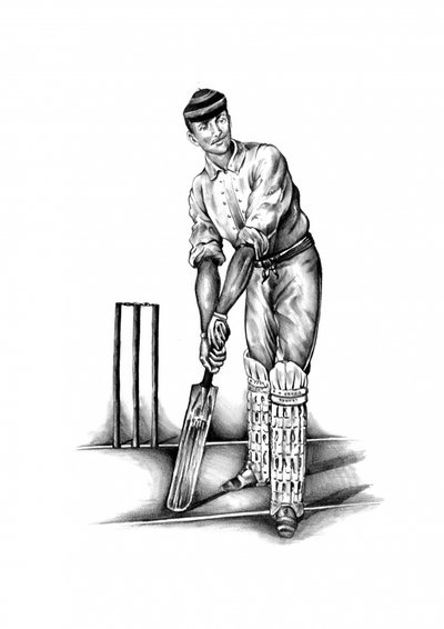 Vintage Cricketspieler von Kulik