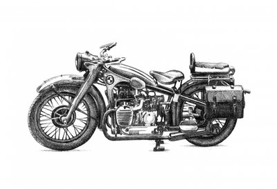 Vintage Motorradzeichnung von Kulik