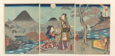 Der Mond spiegelt sich in den Reisfeldern von Shinano von Kunisada (II) , Utagawa