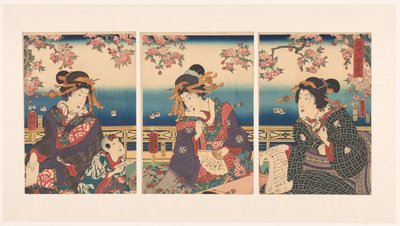 Wohlstand in den Bergen entlang des Sumida-Flusses von Kunisada (II) , Utagawa