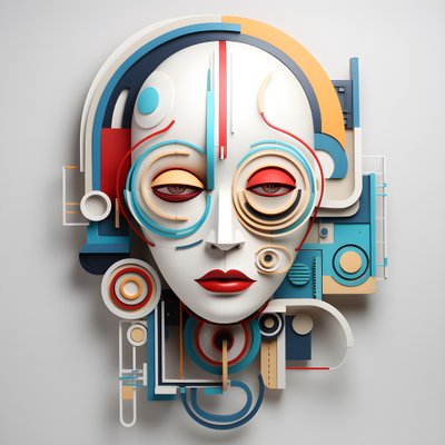 3D-Skulptur eines schönen menschlichen Gesichts von Kurt Heppke