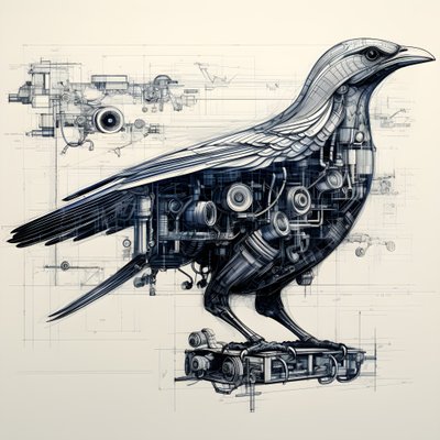Dampfmechanische Vogel Blaupausen von Da Vinci 4 von Kurt Heppke