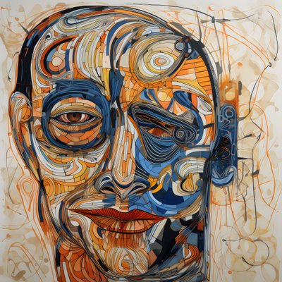 Gesicht, Spirale für die Augen und ein Vogel für die Nase 3 von Kurt Heppke