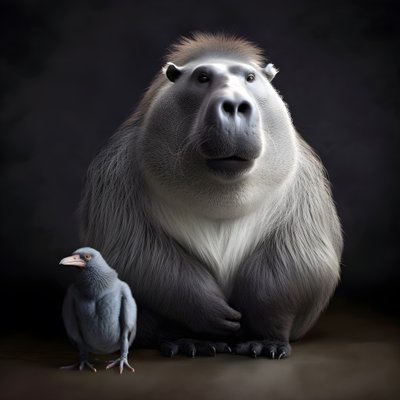 Wasserschwein gemischt mit einem Silberrücken-Gorilla von Kurt Heppke