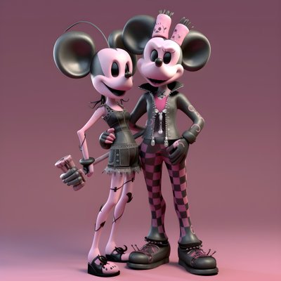 Alptraum vor Weihnachten Punk Rosa Minnie und Mickey Mouse von Kurt Heppke
