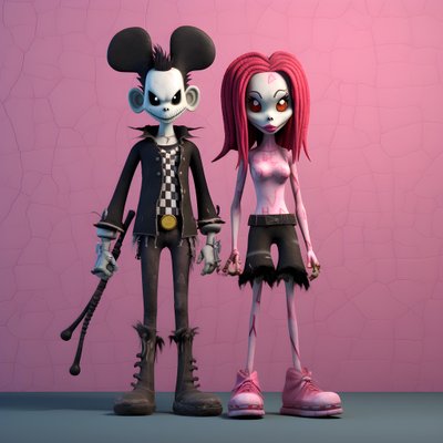Alptraum vor Weihnachten Punk Rosa Minnie und Mickey Mouse von Kurt Heppke