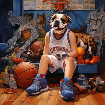 Ein 10-jähriges Mädchen sitzt wartend mit ihrem Hund am Boden und hält einen Ordner mit einem Bild von Kurt Heppke