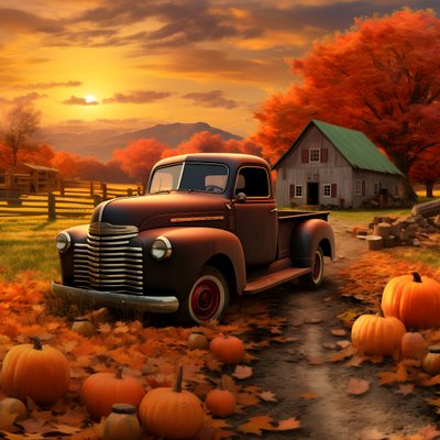 Ein alter Pickup an einem herbstlichen Abend bei Sonnenuntergang von Kurt Heppke